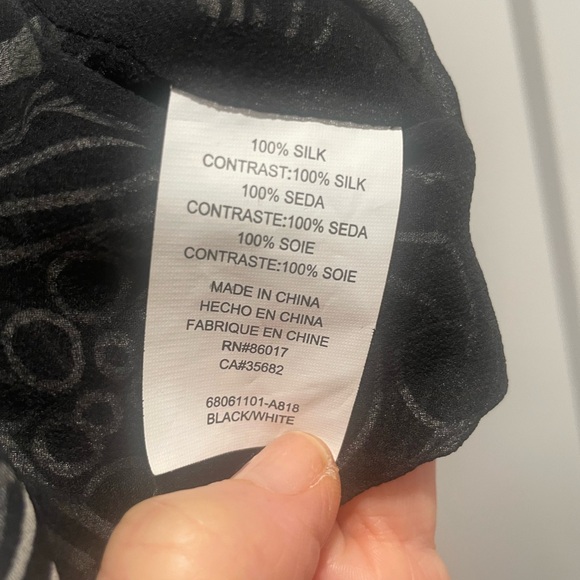 bebe Black and White in Floral Blouse with Polka Dot Trim - Picture 5 of 7